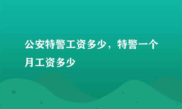 公安特警工资多少，特警一个月工资多少