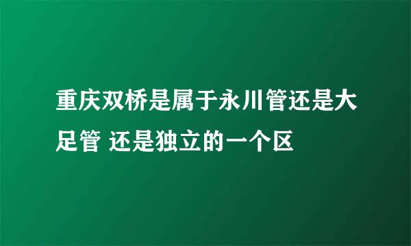 重庆双桥是属于永川管还是大足管 还是独立的一个区