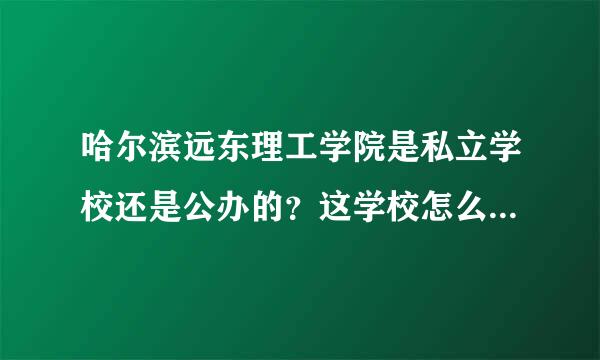 哈尔滨远东理工学院是私立学校还是公办的？这学校怎么样？哪位了解详情恳请您帮我解答，谢谢