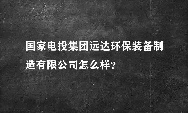 国家电投集团远达环保装备制造有限公司怎么样？