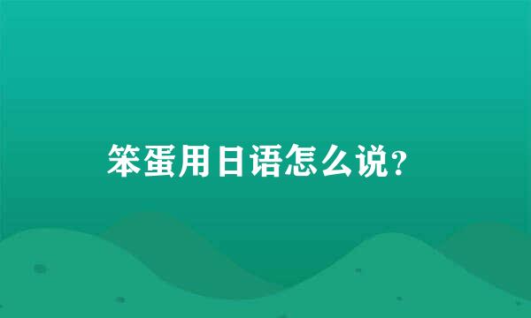 笨蛋用日语怎么说？