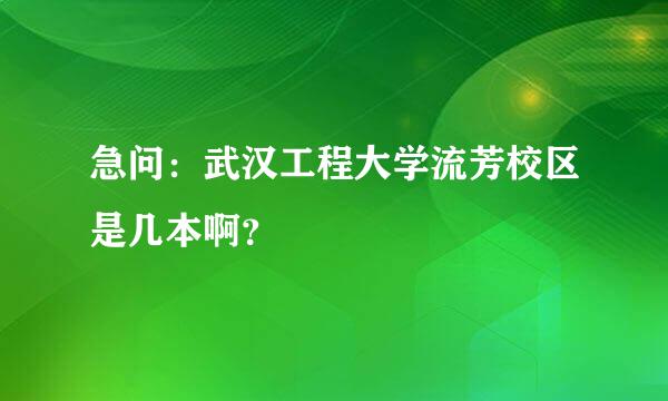 急问：武汉工程大学流芳校区是几本啊？