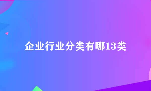 企业行业分类有哪13类