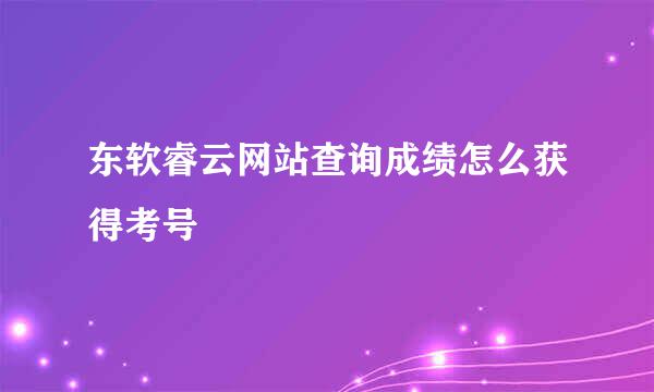 东软睿云网站查询成绩怎么获得考号