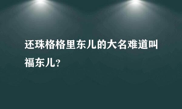 还珠格格里东儿的大名难道叫福东儿？