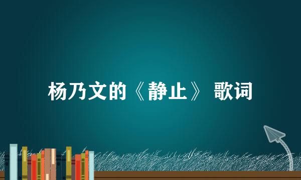 杨乃文的《静止》 歌词