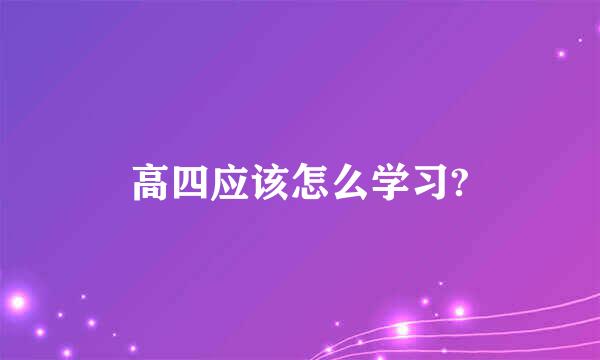 高四应该怎么学习?