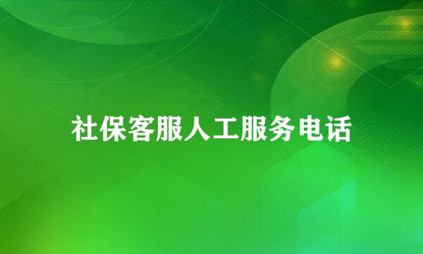 社保客服人工服务电话