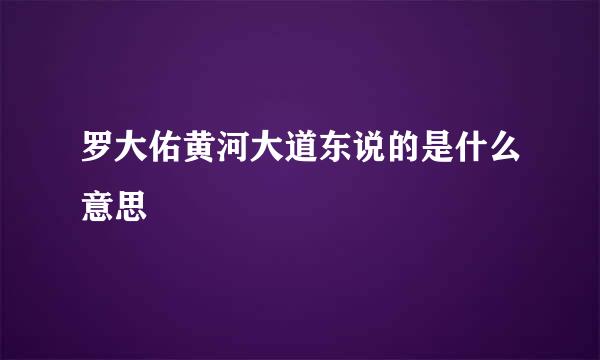 罗大佑黄河大道东说的是什么意思