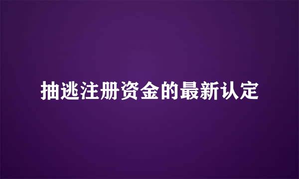 抽逃注册资金的最新认定