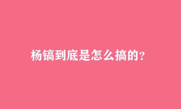 杨镐到底是怎么搞的？