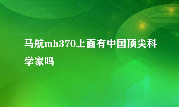 马航mh370上面有中国顶尖科学家吗