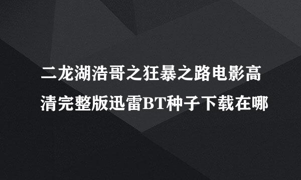 二龙湖浩哥之狂暴之路电影高清完整版迅雷BT种子下载在哪