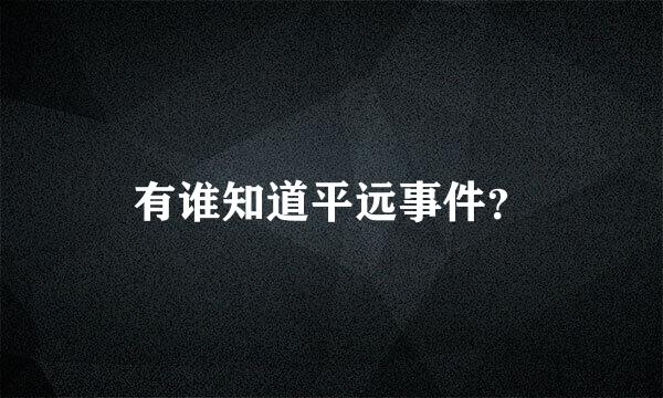 有谁知道平远事件？