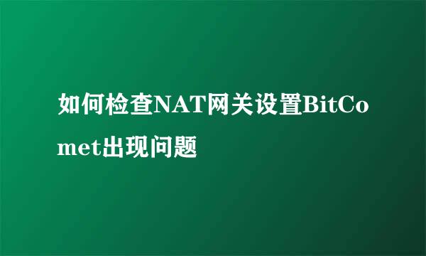 如何检查NAT网关设置BitComet出现问题