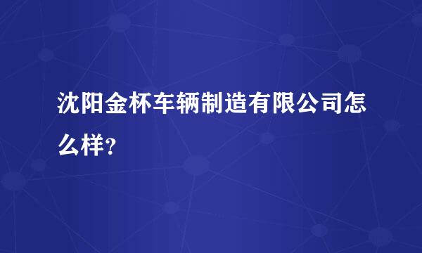 沈阳金杯车辆制造有限公司怎么样？