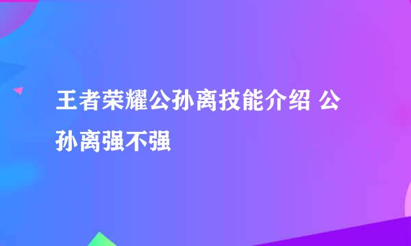 王者荣耀公孙离技能介绍 公孙离强不强