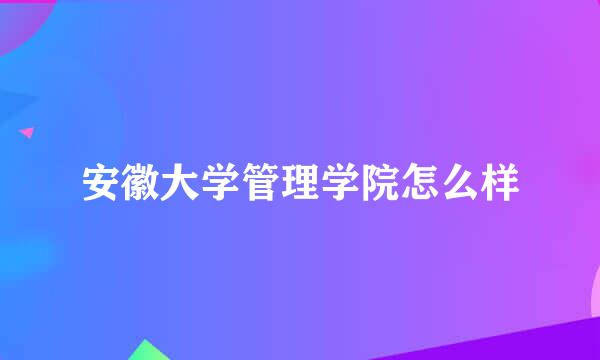 安徽大学管理学院怎么样