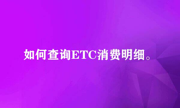 如何查询ETC消费明细。