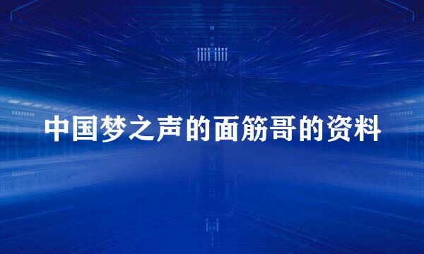 中国梦之声的面筋哥的资料