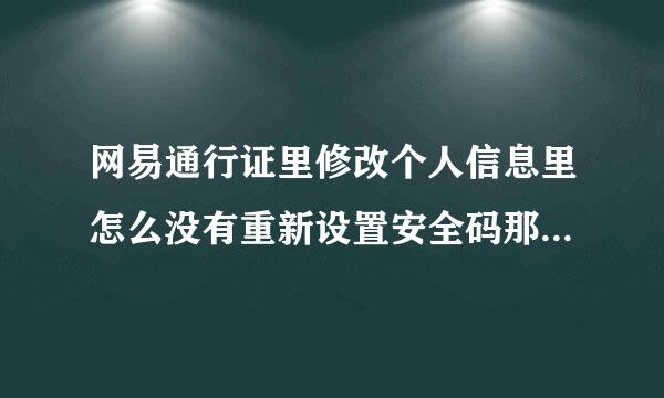 网易通行证里修改个人信息里怎么没有重新设置安全码那一项啊？