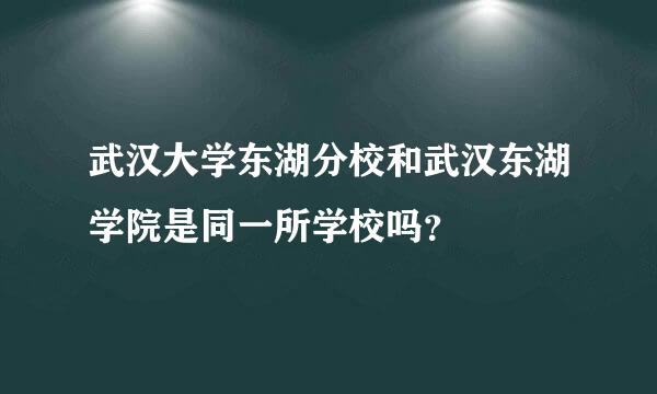 武汉大学东湖分校和武汉东湖学院是同一所学校吗？