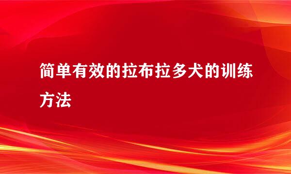 简单有效的拉布拉多犬的训练方法