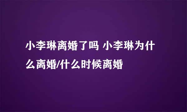 小李琳离婚了吗 小李琳为什么离婚/什么时候离婚