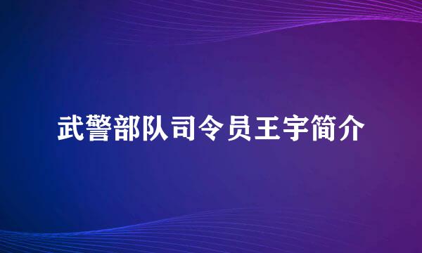 武警部队司令员王宇简介