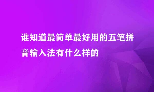 谁知道最简单最好用的五笔拼音输入法有什么样的