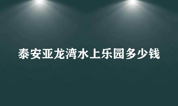 泰安亚龙湾水上乐园多少钱