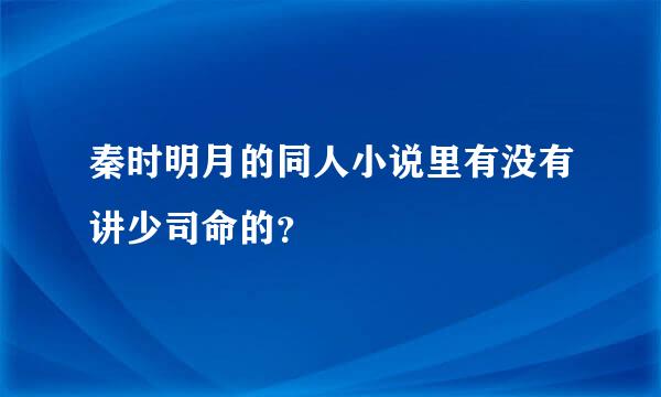 秦时明月的同人小说里有没有讲少司命的？