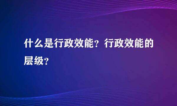 什么是行政效能？行政效能的层级？