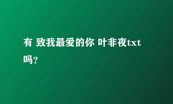 有 致我最爱的你 叶非夜txt 吗？