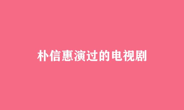 朴信惠演过的电视剧