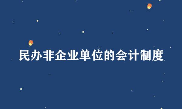 民办非企业单位的会计制度