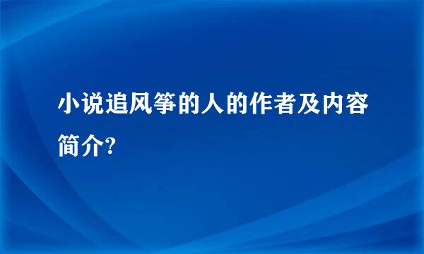 小说追风筝的人的作者及内容简介?