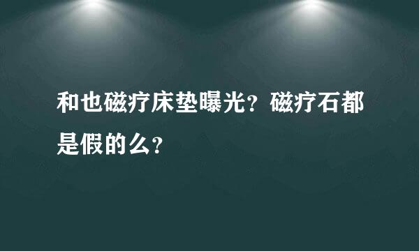 和也磁疗床垫曝光？磁疗石都是假的么？