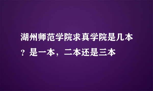 湖州师范学院求真学院是几本？是一本，二本还是三本