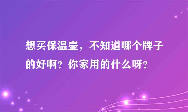 想买保温壶，不知道哪个牌子的好啊？你家用的什么呀？