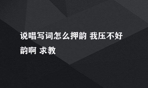 说唱写词怎么押韵 我压不好韵啊 求教