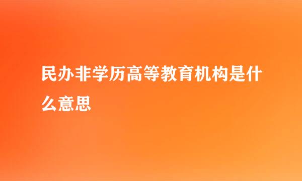 民办非学历高等教育机构是什么意思