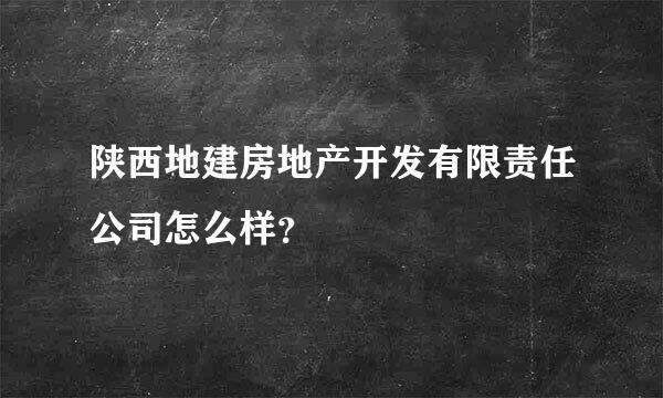 陕西地建房地产开发有限责任公司怎么样？