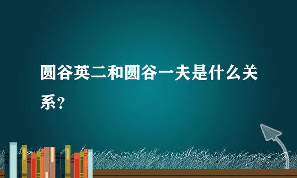 圆谷英二和圆谷一夫是什么关系？