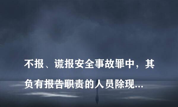 
不报、谎报安全事故罪中，其负有报告职责的人员除现场作业人员和负有组织？
