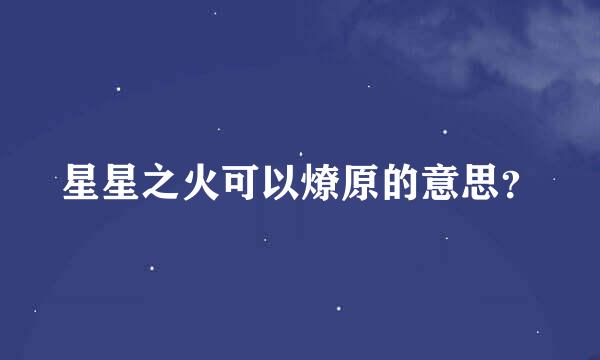 星星之火可以燎原的意思？