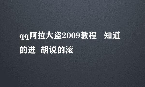 qq阿拉大盗2009教程   知道的进  胡说的滚