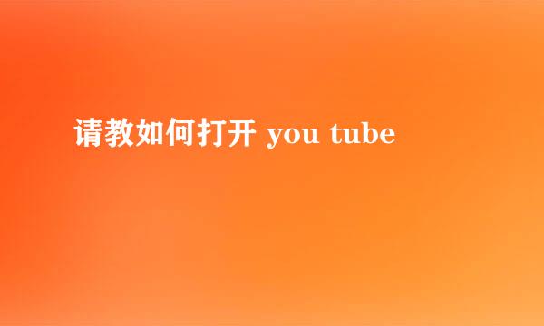 请教如何打开 you tube