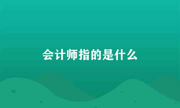 会计师指的是什么