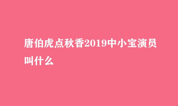 唐伯虎点秋香2019中小宝演员叫什么